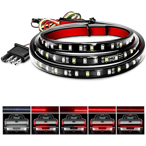 

OTOLAMPARA 1.2M/1.5M Truck Tailgate Light Bar 108 LED Single Row Tailgate Light Strip with Red Running Brake Lights Turn Signal White Reverse Light 1pcs