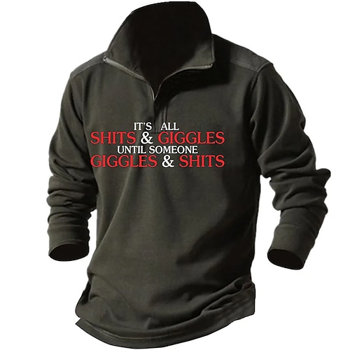 

Men's Zip Up Sweatshirt Pullover Quarter Zipper Sweatshirt Black Half Zip Letter Graphic Prints Zipper Print Daily Sports 3D Print Basic Designer Casual Spring & Fall Clothing Apparel Hoodies