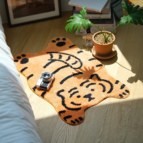 

Entry Door Foot Mat Absorbent Non-slip Floor Mat Bedroom Bathroom Thickened Imitation Cashmere Cute Little Tiger Carpet