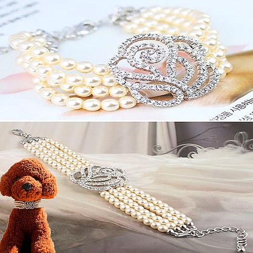 

2 Pcs Adorable Pet Pearl Collar Adjustable Cat Dog Pet Necklace Jewelry Chihuahua York Girl Clothing Dress Accessories