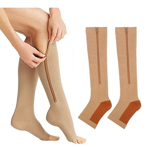 

Women's Stockings Thigh-High Crimping Socks Tights Thermal Warm Skidproof High Elasticity Zipper Butterfly Copper skin tone Copper black S / M L / XL 2XL