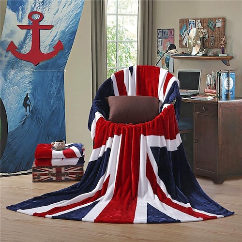 

British Flag Bed Sofa Blanket, Super Soft Flannel Warm Plush Fleece Bed Throw Quilt Blanket, Bedspread For Couch Sofa Bed Car Travel Bedding Blankets