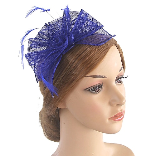 

Fascinators Hats Headwear Organza Polyester / Polyamide Bucket Hat Party / Evening Holiday Vintage Style With Feather Headpiece Headwear