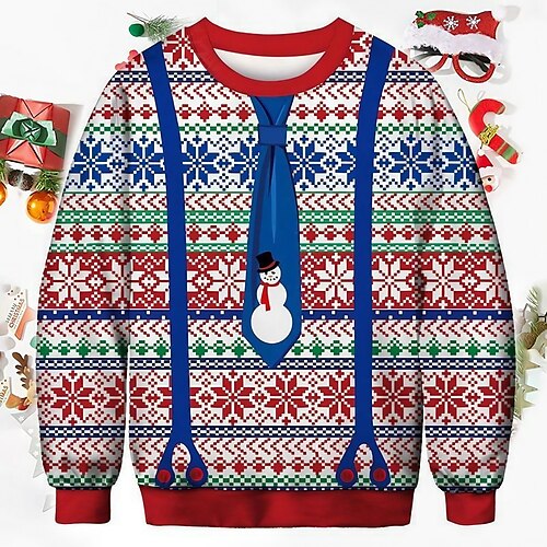 

Men's Sweatshirt Pullover Red Crew Neck Snowman Graphic Prints Snowflake Print Christmas Daily Sports 3D Print Basic Streetwear Designer Spring Fall Clothing Apparel Hoodies Sweatshirts