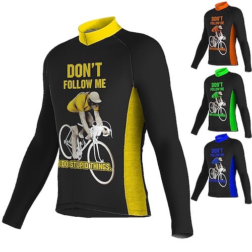 

21Grams Men's Cycling Jersey Long Sleeve Bike Jersey Top with 3 Rear Pockets Mountain Bike MTB Road Bike Cycling Breathable Quick Dry Moisture Wicking Reflective Strips Green Yellow Orange Graphic