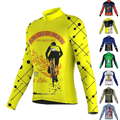 

Men's Cycling Jersey Long Sleeve Bike Jersey Top with 3 Rear Pockets Mountain Bike MTB Road Bike Cycling Breathable Quick Dry Moisture Wicking Reflective Strips Green Yellow Army Green Graphic Spandex