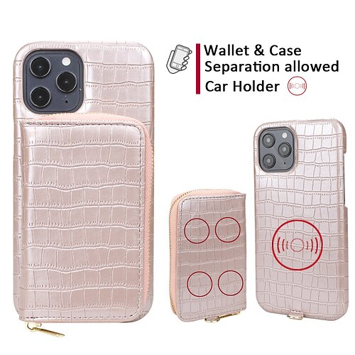 

Phone Case For Apple Wallet Card iPhone 14 Pro Max 13 12 11 Pro Max Mini X XR XS 8 7 Plus Bumper Frame Wallet Magnetic Solid Colored PC PU Leather