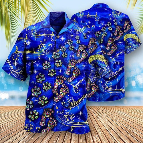 

Per uomo Camicia Volpe Babbo Natale Stampe astratte Zampa Collo ripiegabile Giallo Blu Reale Blu Verde Stampa 3D Strada Informale Manica corta Bottone giù Stampa Abbigliamento Di tendenza Originale