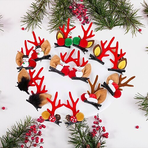 

A Pair Christmas Clips Kit Bow Hair Pins Santa Gingerbread Reindeer Hair Barrettes Cute Holiday Hair Accessories for Girls Women Kids Toddlers Birthday Christmas Xmas Gift