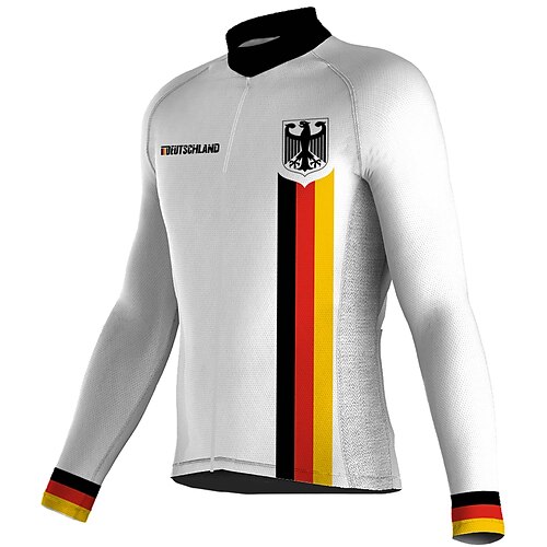 

21Grams Men's Cycling Jersey Long Sleeve Bike Jersey Top with 3 Rear Pockets Mountain Bike MTB Road Bike Cycling Breathable Quick Dry Moisture Wicking Reflective Strips White Germany Spandex Sports