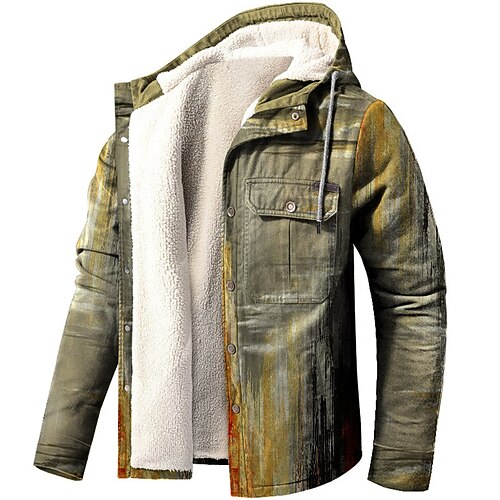 

Men's Coat Warm Sports & Outdoor Single Breasted Gradient 3D Printed Graphic Hoodie Fashion Jacket Outerwear Long Sleeve Pocket Fall & Winter