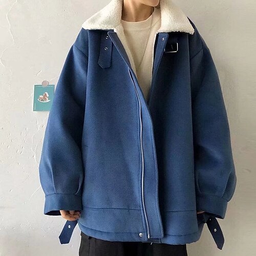 

Men's Fleece Jacket Travel Durable Zipper Turndown Warm Ups Leisure Jacket Outerwear Solid / Plain Color Sexy Black Blue White