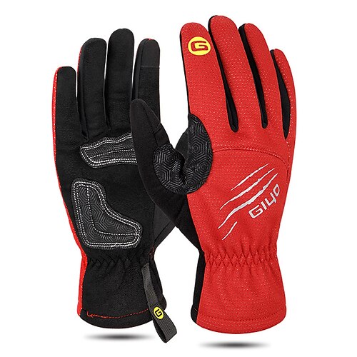 

Bike Gloves Cycling Gloves Touch Gloves Winter Full Finger Gloves Anti-Slip Windproof Breathable Lightweight Sports Gloves Road Cycling Outdoor Exercise Cycling / Bike Black Red for Adults'