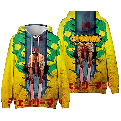 

Chainsaw Man Denji Hoodie Cartoon Manga Anime Front Pocket Graphic Hoodie For Men's Women's Unisex Adults' 3D Print 100% Polyester