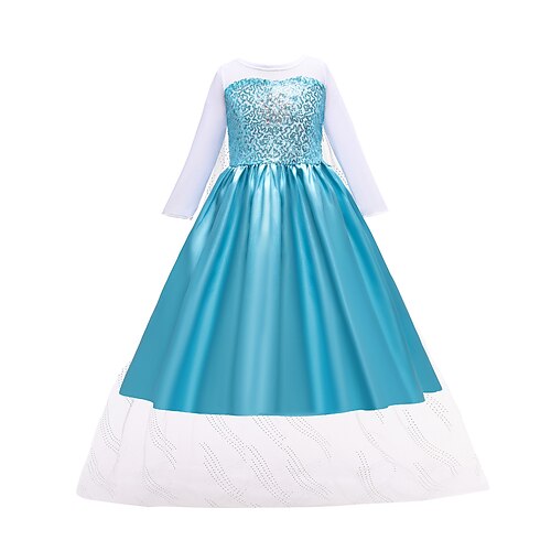 

Kids Girls' Dress Solid Color A Line Dress Dress Performance Long Sleeve Beautiful Dress 3-10 Years Winter Blue