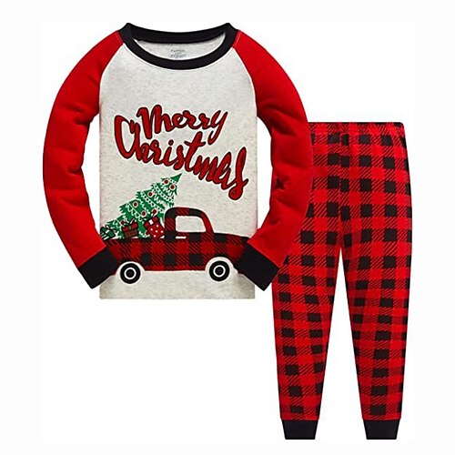 

Toddler Boys 2 Pieces Ugly Christmas Pajama Set Green Pink Wine Letter Snowman Fashion Home