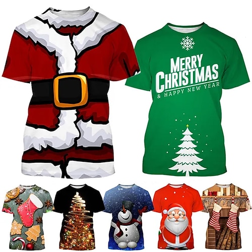 

Kids Girls' Christmas T shirt Santa Claus Outdoor Short Sleeve Crewneck Fashion 7-13 Years Spring Green Black Blue