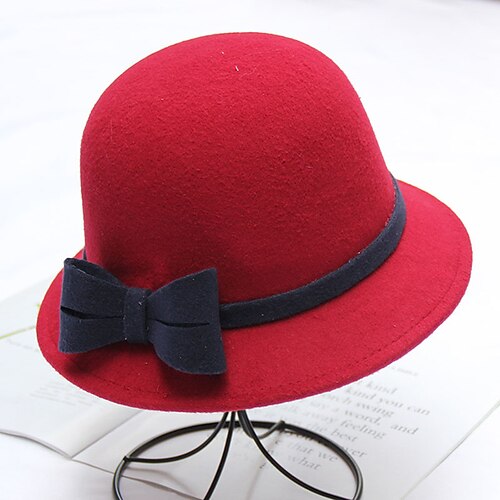 

Hats Poly / Cotton Blend Bowler / Cloche Hat Bucket Hat Fedora Hat Casual Holiday Vintage Style With Bowknot Headpiece Headwear