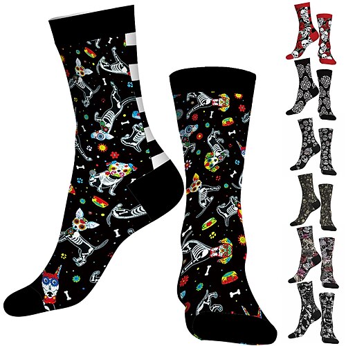 

Socks Cycling Socks Halloween Socks Funny Socks Novelty Socks Men's Women's Bike / Cycling Breathable Soft Comfortable 1 Pair Cat Cotton Black Rough Black Red S M L