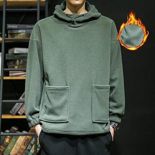 

Men's Hoodie Green Black Gray Hooded Solid Color Pocket Daily Sports Going out Basic Streetwear Casual Spring & Fall Clothing Apparel Hoodies Sweatshirts