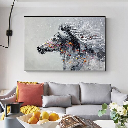 

Peinture à l'huile Hang-peint Peint à la main Verticale Animaux Bande dessinée Moderne Toile roulée (sans cadre)