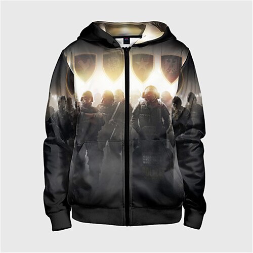

Men's Full Zip Hoodie Jacket Blue Brown Gray Hooded Graphic Prints Zipper Print Sports & Outdoor Daily Sports 3D Print Streetwear Designer Casual Spring & Fall Clothing Apparel Soldier Hoodies