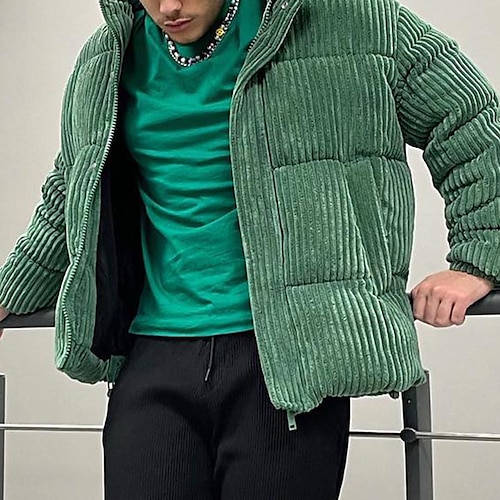 

Men's Winter Coat Casual Daily Wear Going out Pure Color Outerwear Clothing Apparel Green