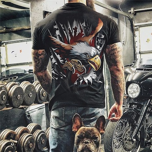 

Men's T shirt Tee Animal Graphic Prints Eagle Crew Neck Black 3D Print Outdoor Street Short Sleeve Print Clothing Apparel Sports Designer Casual