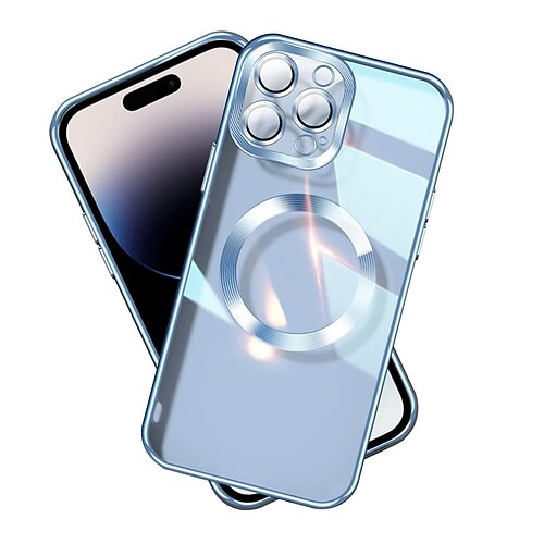 

Magnetic Transparent for iphone 14 pro max Case with Camera Lens Protector -Military Grade Strong MagnetsBuilt-in Anti-drop AirbagWith Dustproof Net Ultra-thin Non-yellowing Phone Case-Silver