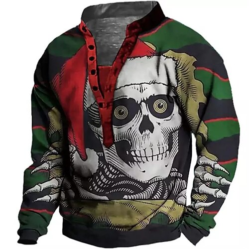 

Men's Sweatshirt Pullover Black Standing Collar Skull Graphic Prints Print Casual Daily Sports 3D Print Streetwear Designer Casual Spring & Fall Clothing Apparel Hoodies Sweatshirts