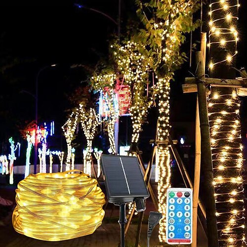 

Solar String Lights Outdoor Christmas Decorations 10/20M 100/200LEDs Solar Lights Outdoor Waterproof with Remote Outdoor String Lights with 8 Modes Rope Twinkle Fairy Lights for Garden Wedding Tree Party Christmas Decor
