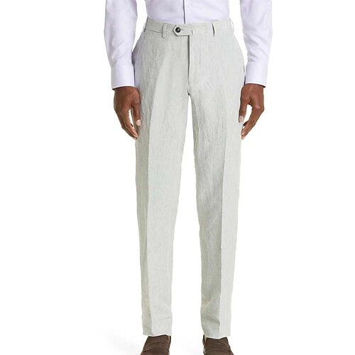 

Men's Linen Pants Trousers Pocket Straight Leg Solid Color Comfort Daily Holiday Going out Linen / Cotton Blend Sports Fashion Blue White Micro-elastic