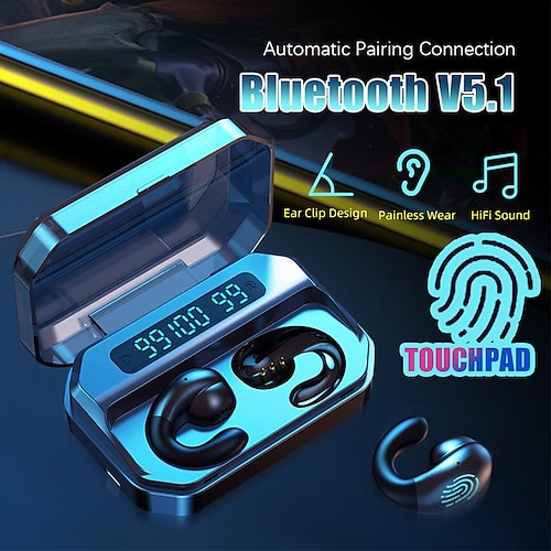 

Wireless Bluetooth 5.0 Headphones Waterproof Sports Ear Clips HiFi Bass Noise Cancelling Gaming Headphones