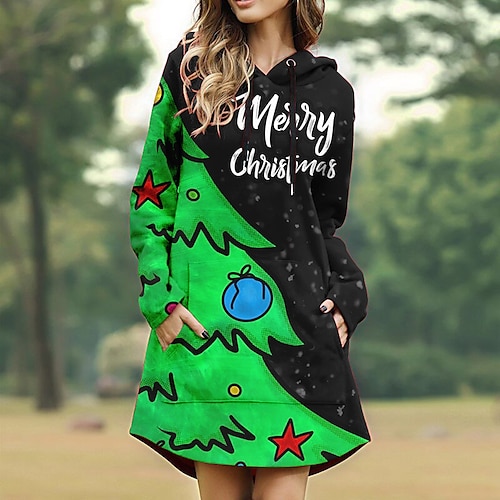 

Christmas Trees letter Masquerade Hoodie Women's Christmas Christmas Carnival Masquerade Adults' Christmas New Year Eve Polyester Top