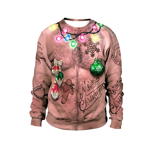 

Men's Sweatshirt Pullover Pink Crew Neck Graphic Prints Snowflake Print Daily Sports Holiday 3D Print Basic Streetwear Designer Spring & Fall Clothing Apparel Hoodies Sweatshirts