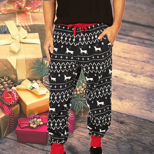 

Men's Sweatpants Joggers Trousers Drawstring Elastic Waist 3D Print Deer Graphic Prints Christmas Comfort Sports Outdoor Casual Daily Streetwear Stylish Black Micro-elastic