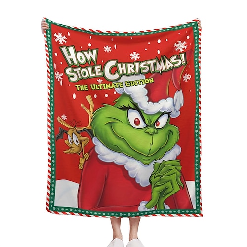 

Grinch Blanket Christmas Cartoon Fleece Blanket Soft Cozy Flannel Blanket Fuzzy Flannel Lightweight Throw Blankets Warm Plush Blanket for Sofa Couch Bed Boys Girls Kids Adults Gifts Party Decoration