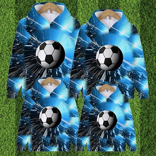 

Family Hoodie Graphic Football Outdoor Crewneck Blue Long Sleeve Sports Matching Outfits