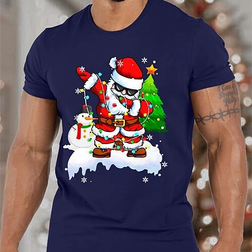 

Men's Cool Shirt T shirt Tee Christmas t shirts Santa Claus Graphic Prints Crew Neck Hot Stamping Christmas Street Short Sleeve Print Clothing Apparel Fashion Designer Casual Comfortable