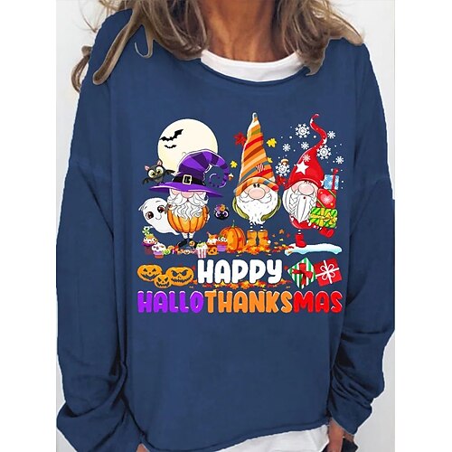 

Women's Sweatshirt Basic Gray Graphic Casual Round Neck Long Sleeve