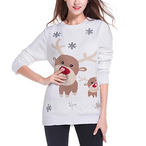 

Reindeer snowflake Masquerade Ugly Christmas Sweater / Sweatshirt Women's Christmas Christmas Masquerade Christmas Eve Adults Party Christmas 100% Acrylic Top