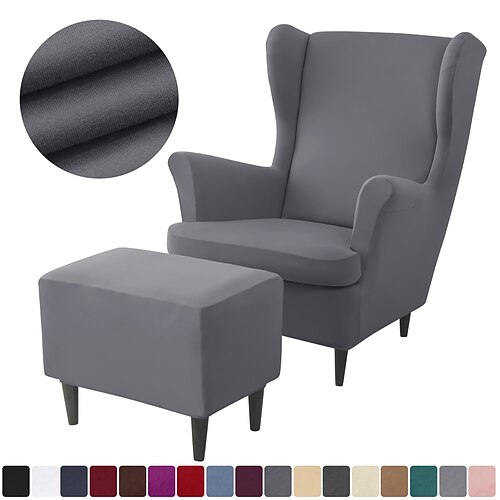 

Wing Chair Cover Set, Include Stretch Wingback Chair Slipcover and Ottoman Cover, Spandex Stretch Wing Back Chair Cover Removable Machine Washable Armchair Chair Cover for Strandmon Chair