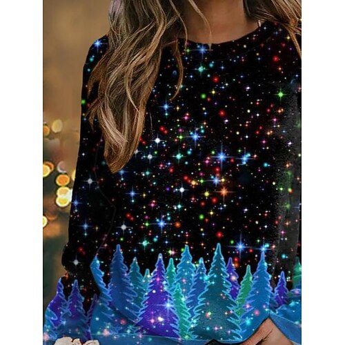 

wish aliexpress ebye 2022 autumn and winter new star print round neck loose long-sleeved t-shirt
