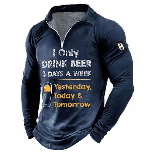 

Men's Polo Shirt Golf Shirt Letter Graphic Prints Turndown Green Black Blue Gray 3D Print Outdoor Street Long Sleeve Zipper Print Clothing Apparel Fashion Designer Casual Soft