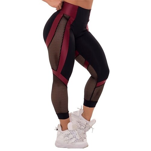 

Women's Leggings with Side Hollow Cut Out Patchwork Stretchy Butt Lift Yoga Fitness Gym Workout Cropped Leggings Sports Activewear High Elasticity Skinny