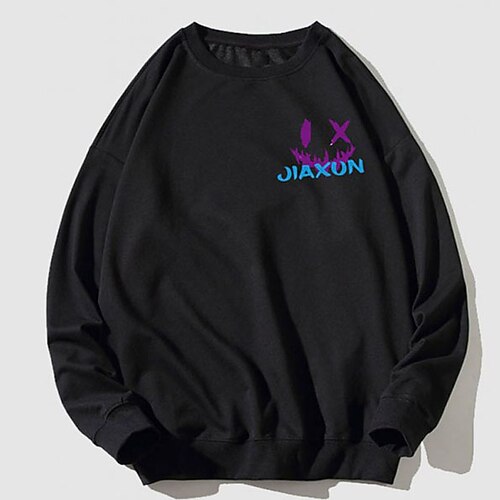 

Men's Sweatshirt Pullover Black White Crew Neck Graphic Letter Sports Outdoor Sports Streetwear Hot Stamping Basic Streetwear Casual Winter Fall Clothing Apparel Hoodies Sweatshirts