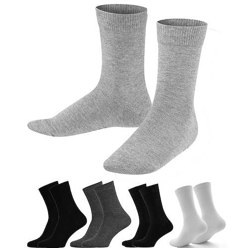 

Men's 5 Pairs Socks Crew Socks Fashion Comfort Solid Color Spring, Fall, Winter, Summer Multi Color 5 Pairs Black Light gray