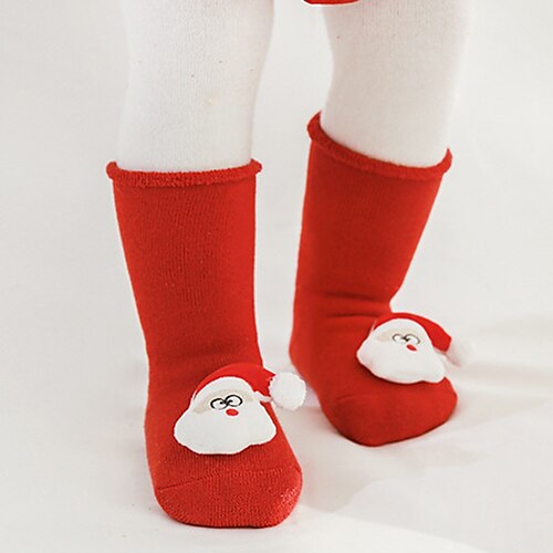 

Baby Unisex 3 Pairs Socks Green Yellow Red Solid Color Print Winter Fall Sweet Home 1-4 Years