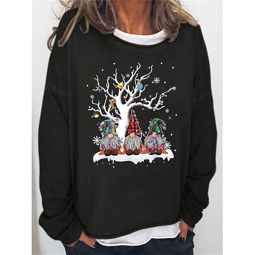

Women's Sweatshirt Pullover Basic Green Black Blue Gnome Christmas Round Neck Long Sleeve S M L XL 2XL 3XL