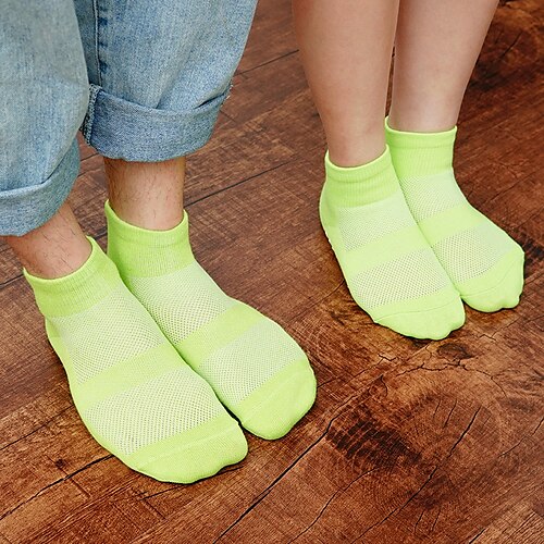 

Men's 1 Pair Socks Casual Socks Fashion Comfort Solid Colored Thin Spring & Summer Light Blue Green Yellow